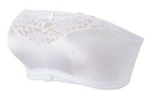 Hot Bandeau Stretch-to-Fit Bra 38B 38C 38D STRAPLESS Lace WIRELESS WHITE New