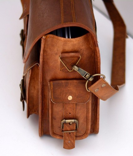 New Brown Briefcase Leather Laptop Shoulder Men's Messenger Handmade Bag - Afbeelding 4 van 8