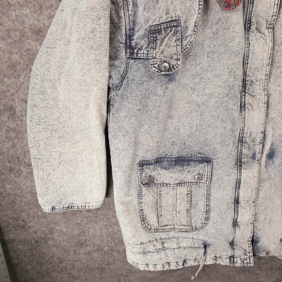 复古 East West Panda Group 夹克女式 22/24 有内衬牛仔酸洗 80 年代 — 第 4/4 张图片