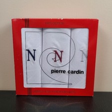 Pierre Cardin Men's Handkerchiefs set of three NEW in box embroidered with N