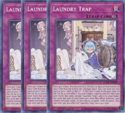 Yugioh - Laundry Trap x 3 - 1st Edition NM - Plus Free Holographic Card