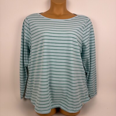 Fat Face Long Sleeve T-Shirt Tee Boat Neck Blue Green Womens 20