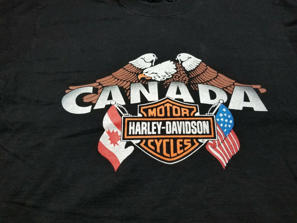 Vintage Single Stitch Harley Davidson Canada T-Shirt Size Large 21.5x28.5 - Image 2 of 4