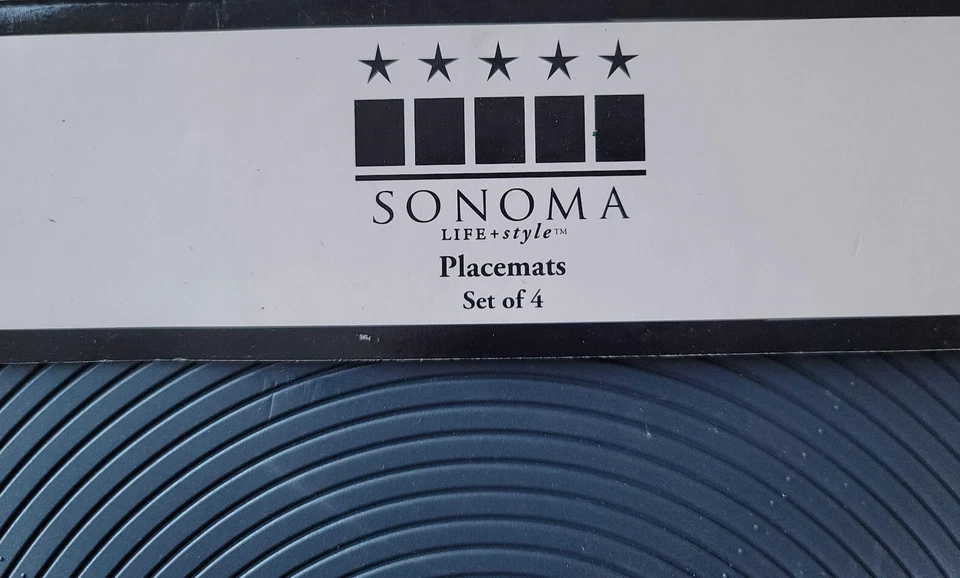 Brand New Sonoma Life + Style Blue Vinyl Placemats Set of 4 - Image 2 of 4