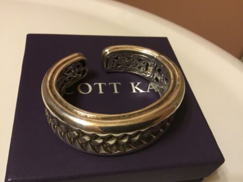 NEW SCOTT KAY LARGE CROSS WOVEN .925 STERLING SILVER OPEN CLOSE BALE VERY RARE!! - Picture 2 of 6