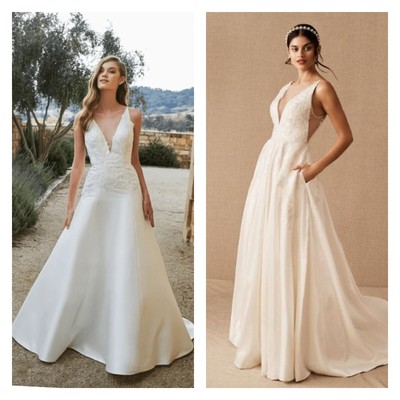 BHLDN Anthropologie JENNY YOO Eden Easton Deep V Neck Bridal Gown Size 14  NWT | eBay