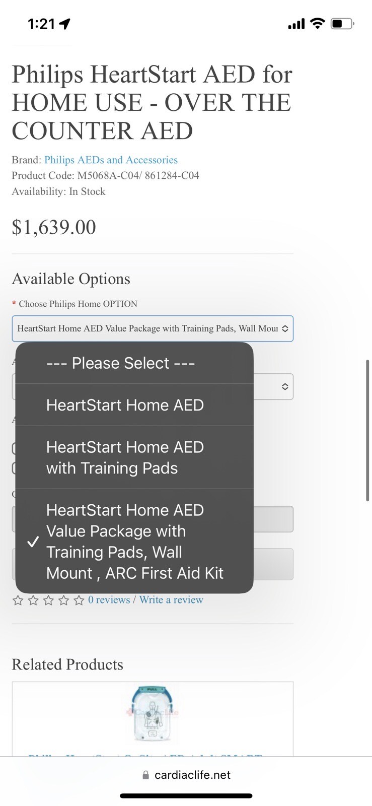 Philips HeartStart Home (AED) Defibrillator M5068AC04 Value Pack