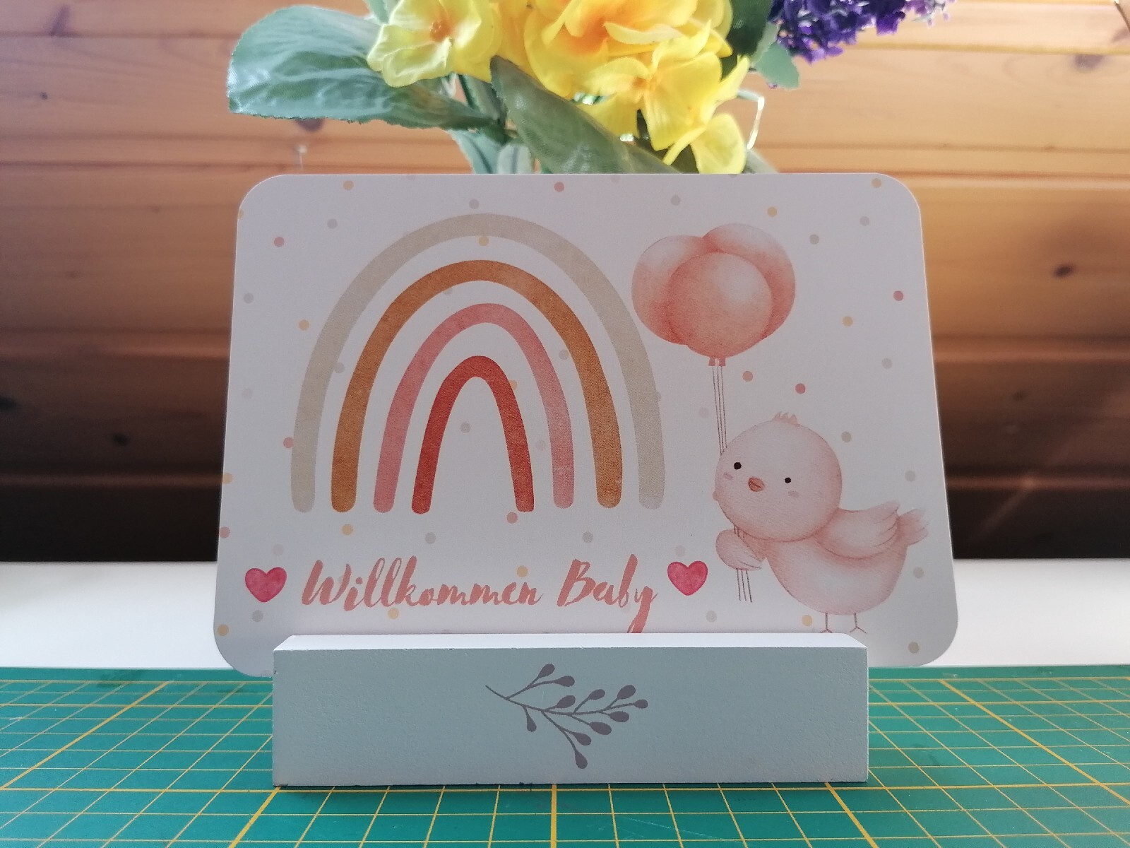 Niedliche Karte zur Geburt für Mädchen oder Junge, Glückwunschkarte zum Baby