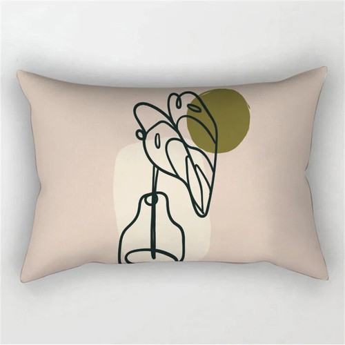 Abstract Leaves Plant Sofa Pillow Cover Rectangle Face Cushion Cover Geometric - Picture 4 of 38