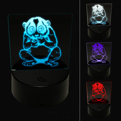 Slow Loris Eating Grapes 3D Illusion LED Night Light Sign Nightstand Desk Lamp