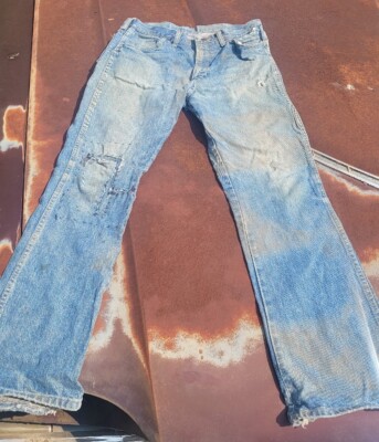 パンツ 60s 70s wrong where Vintage 1960s Rustler Jeans 34x32 Destressed Torn Thrashed