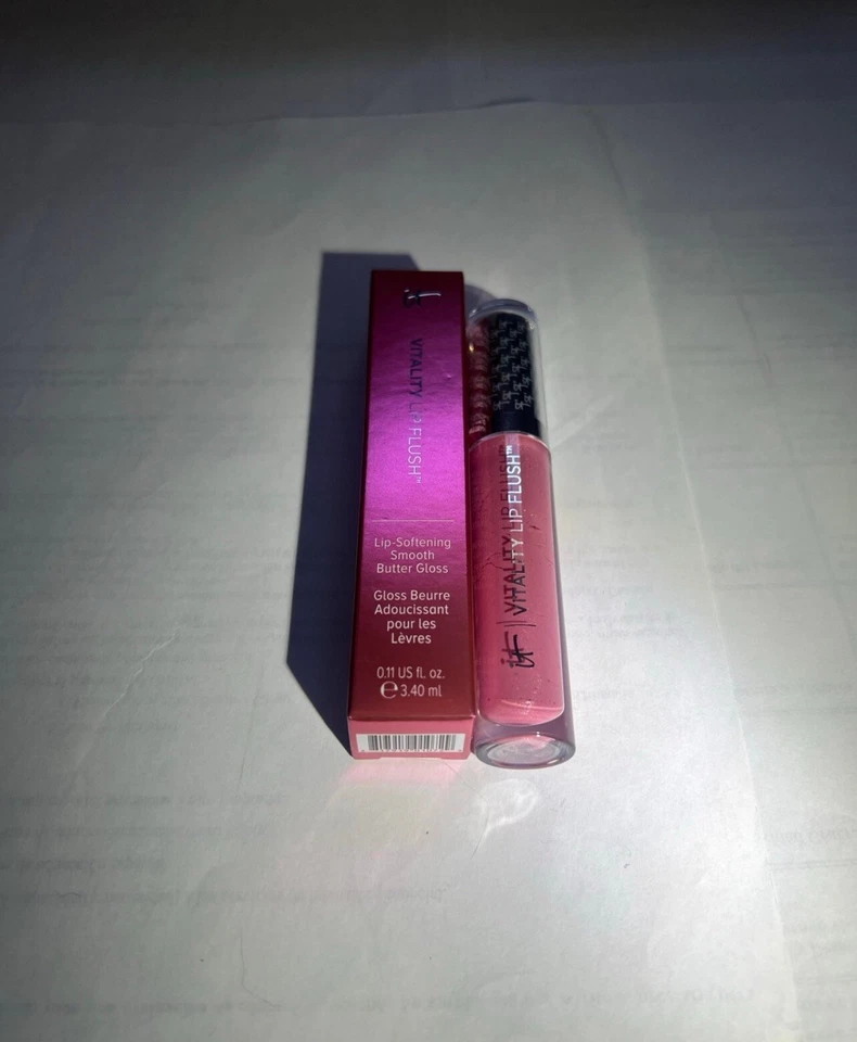 IT Cosmetics Vitality Lip Flush Softening Smooth Butter Gloss Pretty in Pink NEW - Image 2 of 2