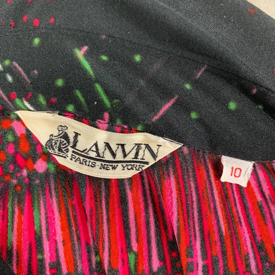 Top Lanvin Psicodélicos Años 70 Talla 10 Poliéster Manga Larga Cuello Punta Excelente Foto 4 de 4