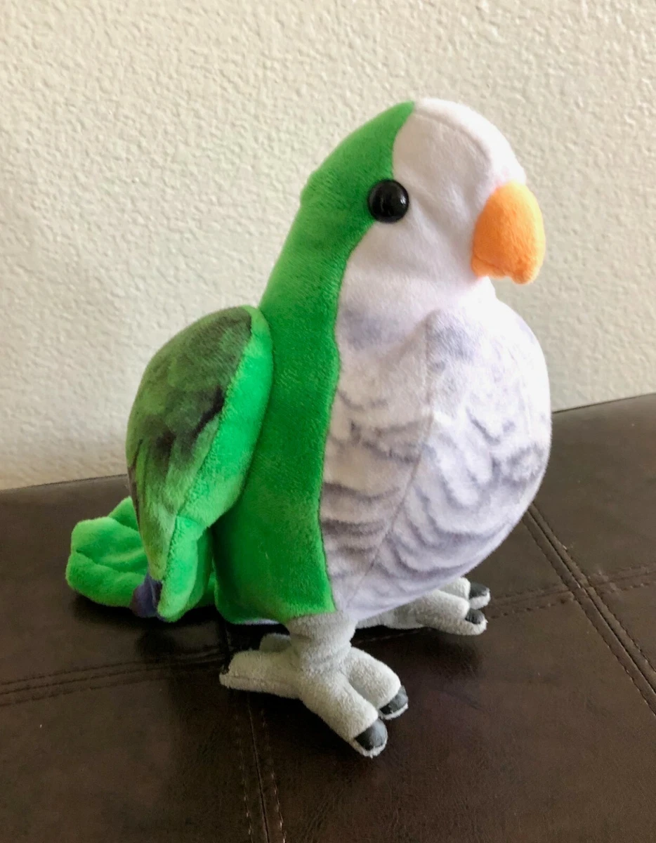 TomTom the Quaker Parrot very squeezable Stuffed Bird 8 inches tall