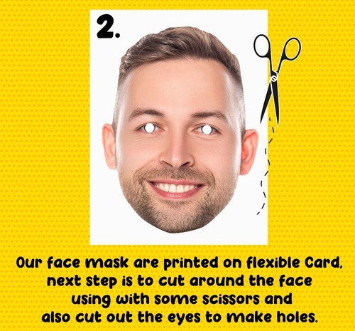 24 x Personalised Photo Face Masks Kits Birthday Party Fancy Dress Stag Hen DIY - Picture 3 of 5