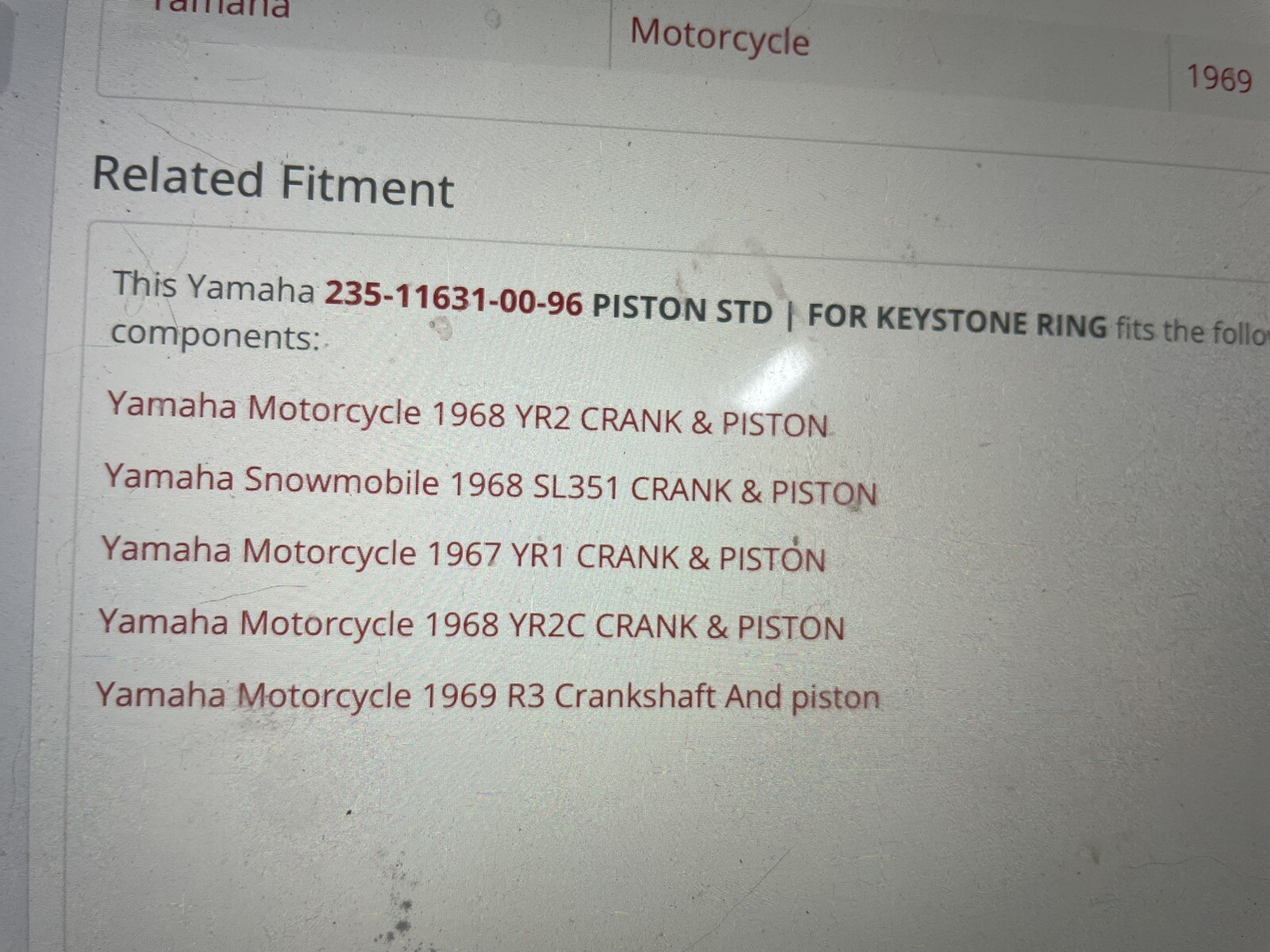 19671969 Yamaha YR2,SL351,YR1,R3, Keystone Piston Rings,STD Bore 235116310096 eBay