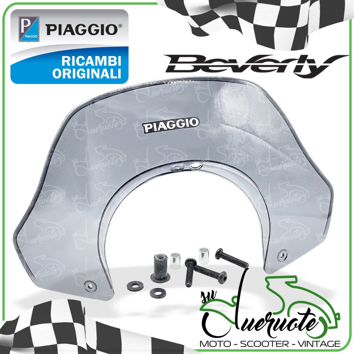 Cupolino Kappa Per Piaggio Beverly 500 (03-07): Parabrezza Specifico Trasparente 43,5x70 Cm, Da Abbinare Ad Attacchi A103AK, Made In Italy