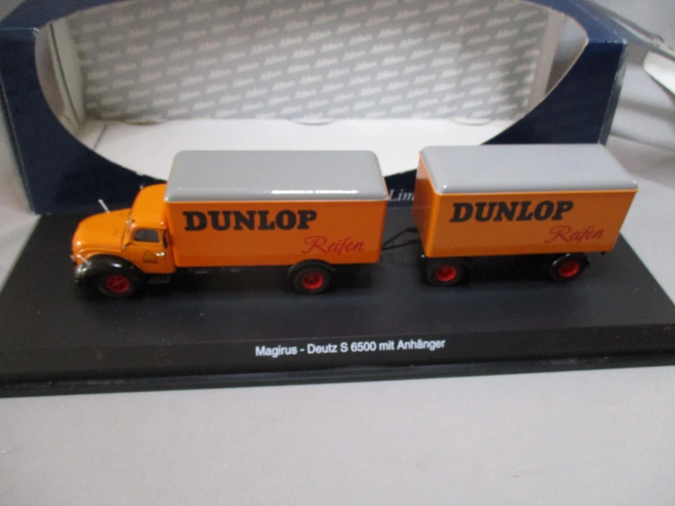 DV8275 SCHUCO 1/43 MAGIRUS DEUTZ S 6500 MIT ANHANGER DUNLOP REIFEN Ref 03171 - Photo 2/4