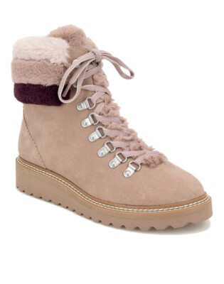 Splendid Dusty Orchid Faux Fur Evita Suede Boot  Women size 7.5 US NWOB  Lt Pink