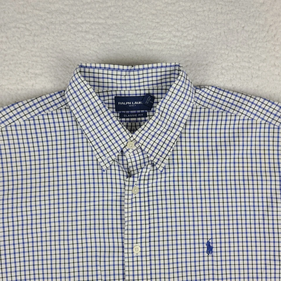 Ralph Lauren Golf Dress Shirt Mens XL Blue Black White Classic Fit Button Up - Image 2 of 4