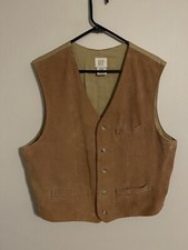 Vintage GAP Genuine Leather Beige Western Waistcoat Vest - Men's Large L