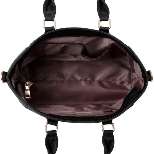 Ladies Black Leather Handbag New Tote Designer Style Celebrity Shoulder Bag - Picture 11 of 88