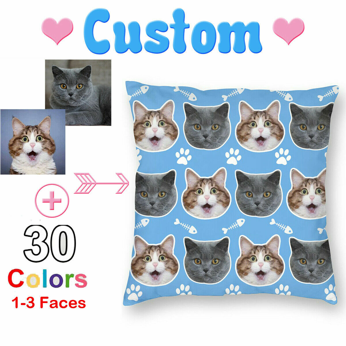 custom cat face pillow