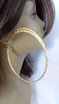 LARGE 4 inch HOOP EARRINGS TRIPLE TWIST TEXTURE HOOP EARRINGS GOLD OR SILVERTONE
