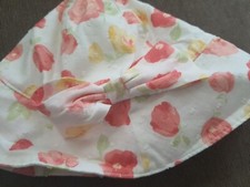 Janie And Jack LAYETTE Girls 0 6 M Sun Hat White embroidered flowers BOW poppies