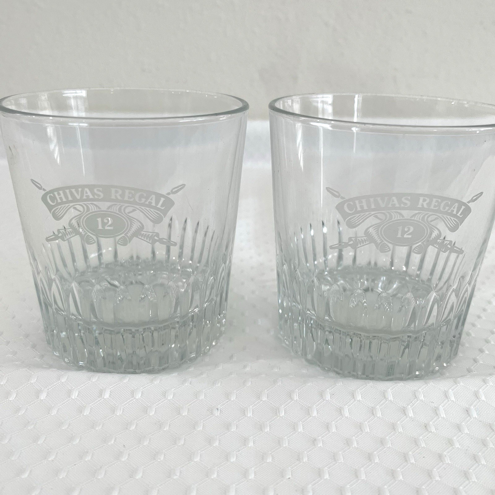 Chivas Regal 12 Scotch Rocks Glasses Old Fashioned Tumbler Etched Logo Set of 2