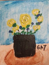 GAT PAINTINGS IMPRESSIONISM ORIGINAL COLLECTIBLE WHIMSICAL FLOWERS BOTANICAL