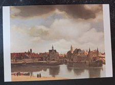postcard art Vermeer View of Delft painting unposted