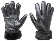 NEW Heavy Duty Winter Gloves Faux Leather Fully Fur lined Men Women Cold Weather