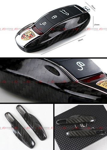 REAL CARBON FIBER DIRECT FIT REPLACEMENT CASE COVER FOR PORSCHE KEY FOB REMOTE - Picture 3 of 5