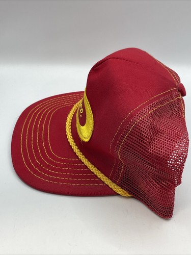 Vintage 80s PIERCE Manufacturing Fire Truck Snapback Trucker Hat Braided Mesh - Picture 13 of 13
