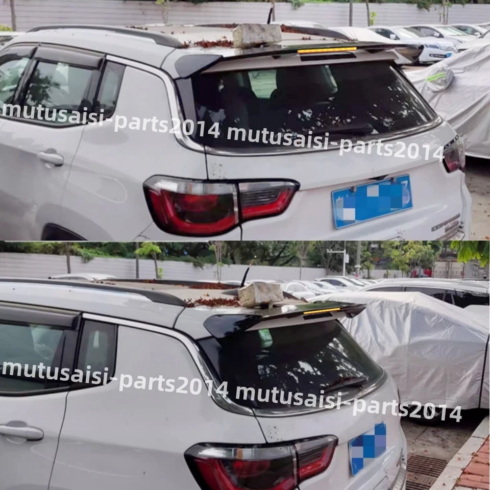 W/LIGHT UNIVERSAL FOR 2016-2024 JEEP COMPASS GLOSS REAR WINDOW ROOF SPOILER WING Foto 4 de 4