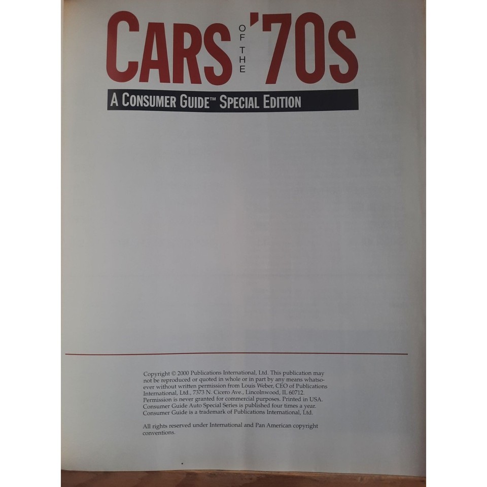 Cars of the '70s A Consumer Guide Special Edition Vintage Car Magazine