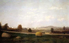 Beautiful Oil painting Fitz Hugh Lane - Riverdale landscape with carriage canvas