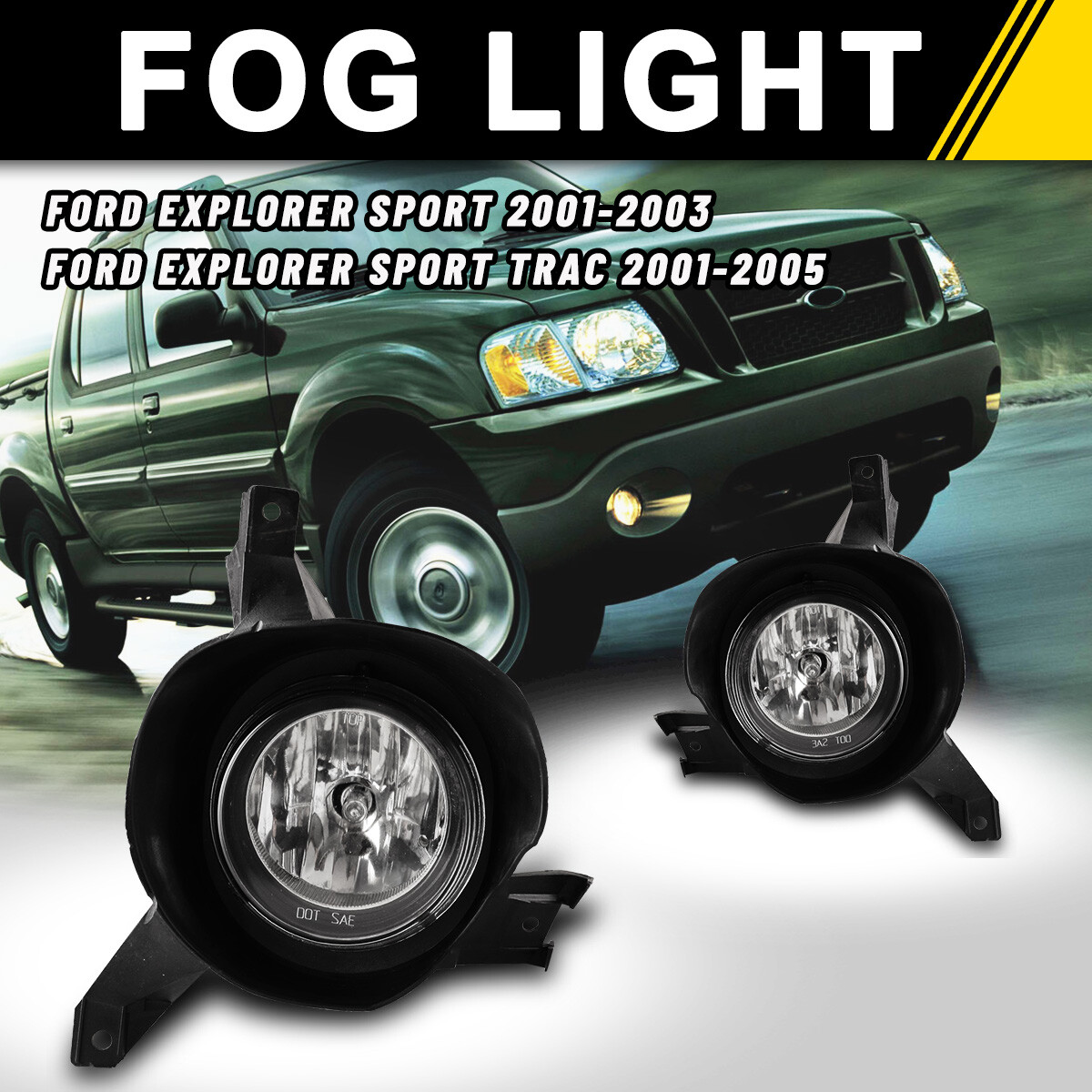 AUTOWIKI Fog Light Kit For 2001-2003 Ford Explorer Sport / 2001-2005 Ford Explorer Sport Trac - 42W Halogen - View #5