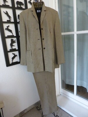 ALBERTO FABIANI, HOSENANZUG, GR. 40, 42, BEIGE/SCHWARZ, HAHNENTRITT