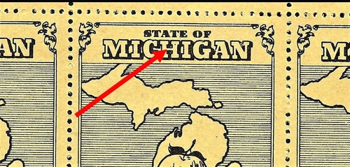Pane of (20) Michigan Apple Advertising Fund - 3 Cent Stamp - State Revenue - Picture 2 of 3
