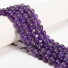 Natural Amethyst Smooth Round Beads Size 4mm 6mm 8mm 10mm 12mm 15.5" Strand