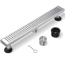 Drenaje Piso Ducha Lineal Rejilla Rectangular Acero Inoxidable Para Bano De 12"