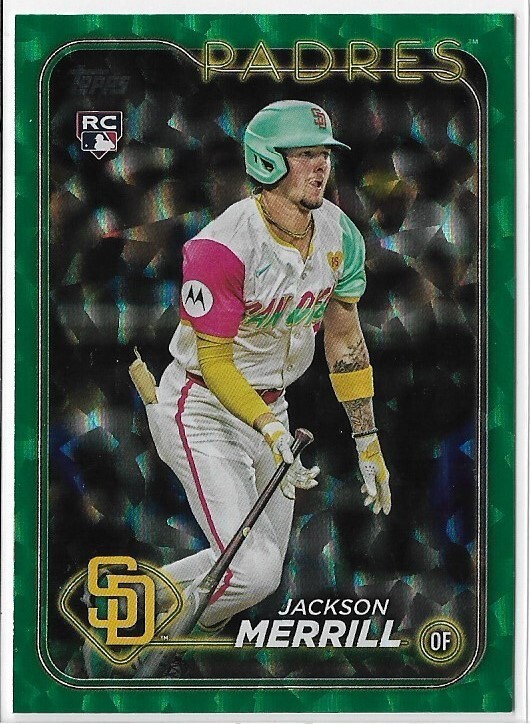 2024 Topps Update Jackson Merrill #US210 Rookie Green Crackle Foilboard #'d /499
