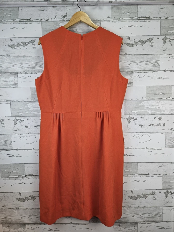 Платье женское Tahari Arthur Levine 14 оранжевое с V-образным вырезом карманы эластичное - Изображение 2 из 4
