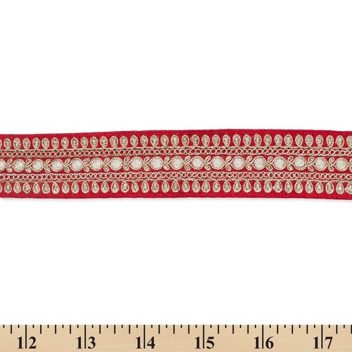 1.5 Inch Floral Petal Corded Two Tone Woven Trim By The Yard - Picture 6 of 38