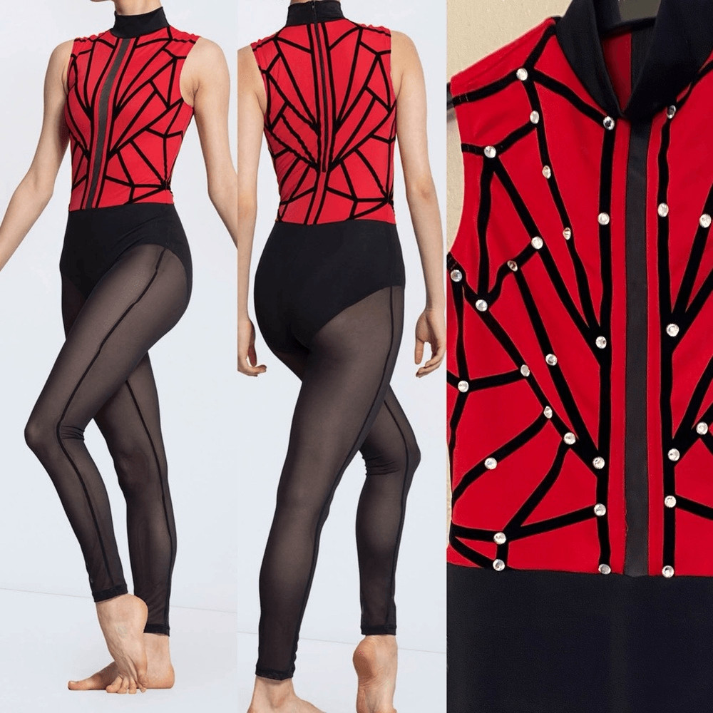Disfraz de Baile WEISSMAN Elite Unitard Negro Rojo No es Mi Responsabilidad 14114 MC