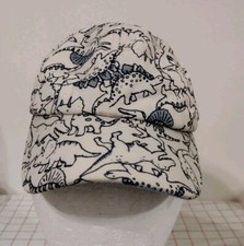 Dinosaur T Rex Stegosaurus Cap Hat White Kids 4-8 Adjustable