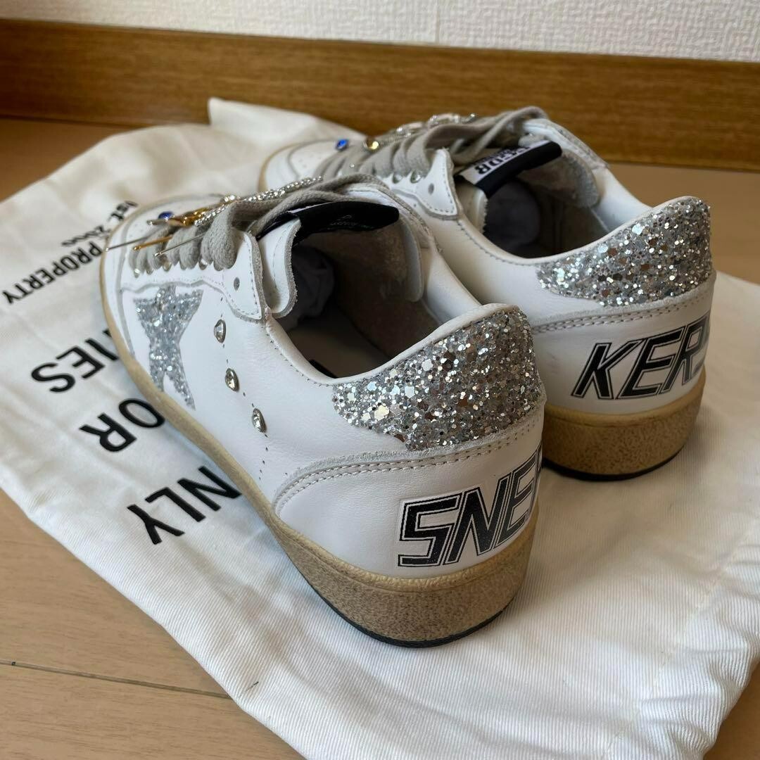GGDB ホワイト/シルバー スニーカー　37 2f2 GOLDEN GOOSE ゴールデングース ヴィンテージ加工 レザー