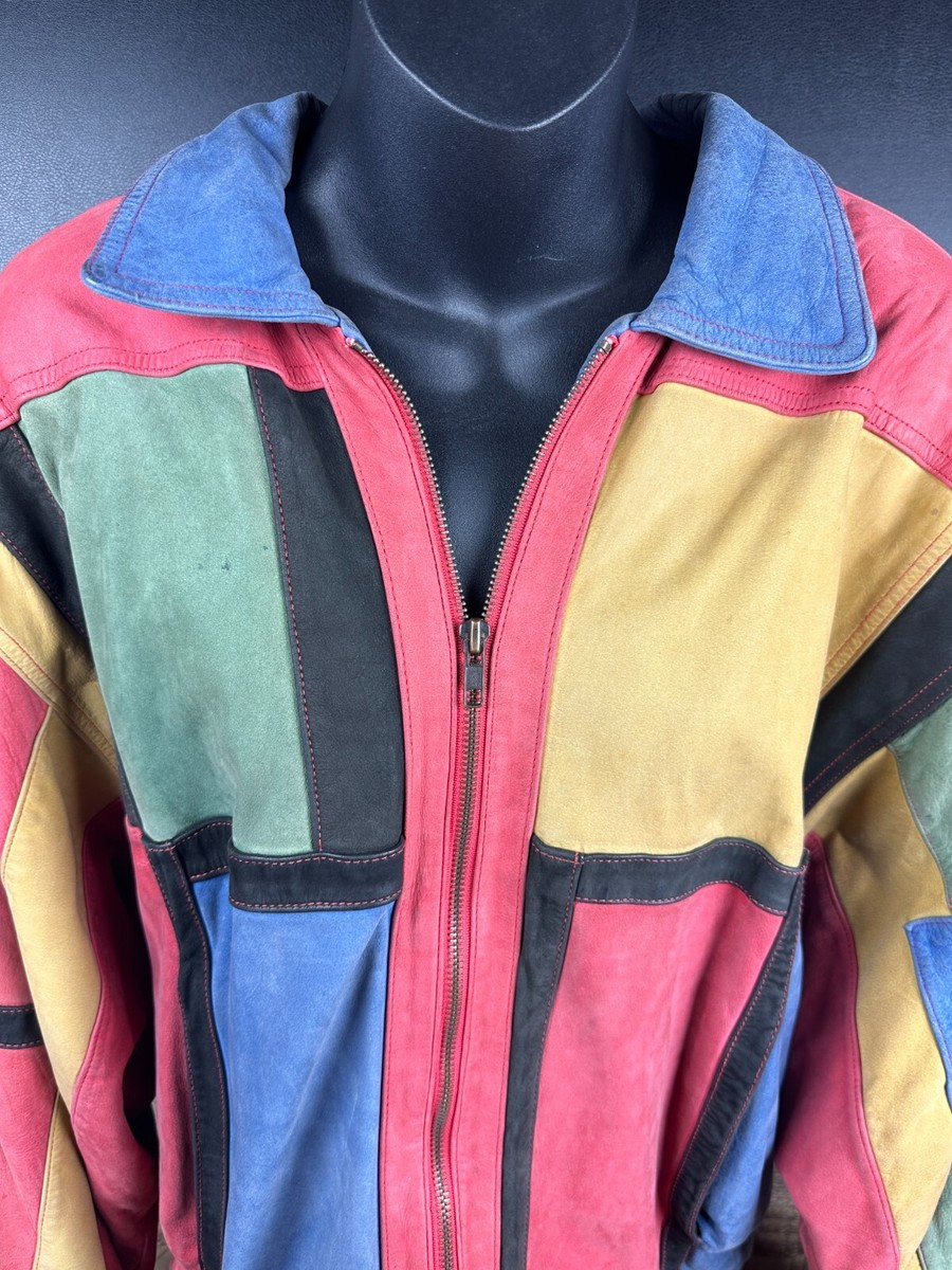 Vintage 80s Multi-Color Patchwork Suede For Tibor | Ricardo eBay Bomber Leather Jacket